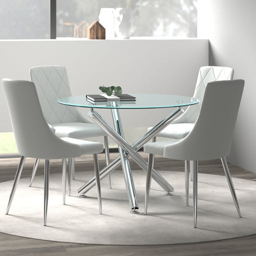 Solara/Devo 5pc Dining Set, Chrome/Grey - Decor Furniture & Mattress