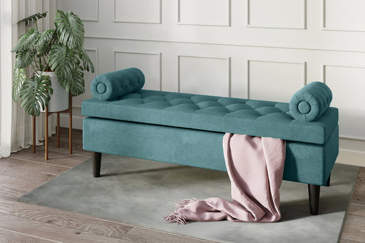 Adith Storage Bench - Aqua/Grey/Mustard - Decor Furniture & Mattress