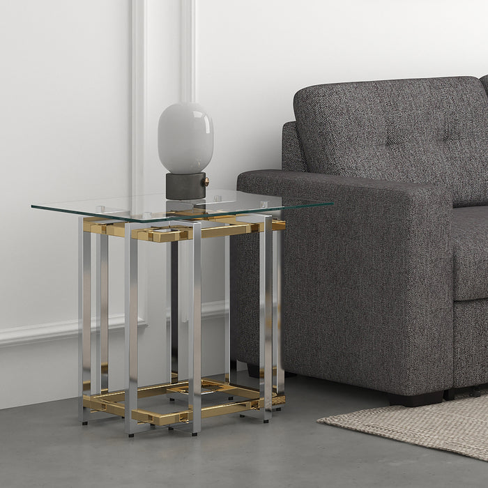Florina Accent Table - Silver/Gold - Decor Furniture & Mattress