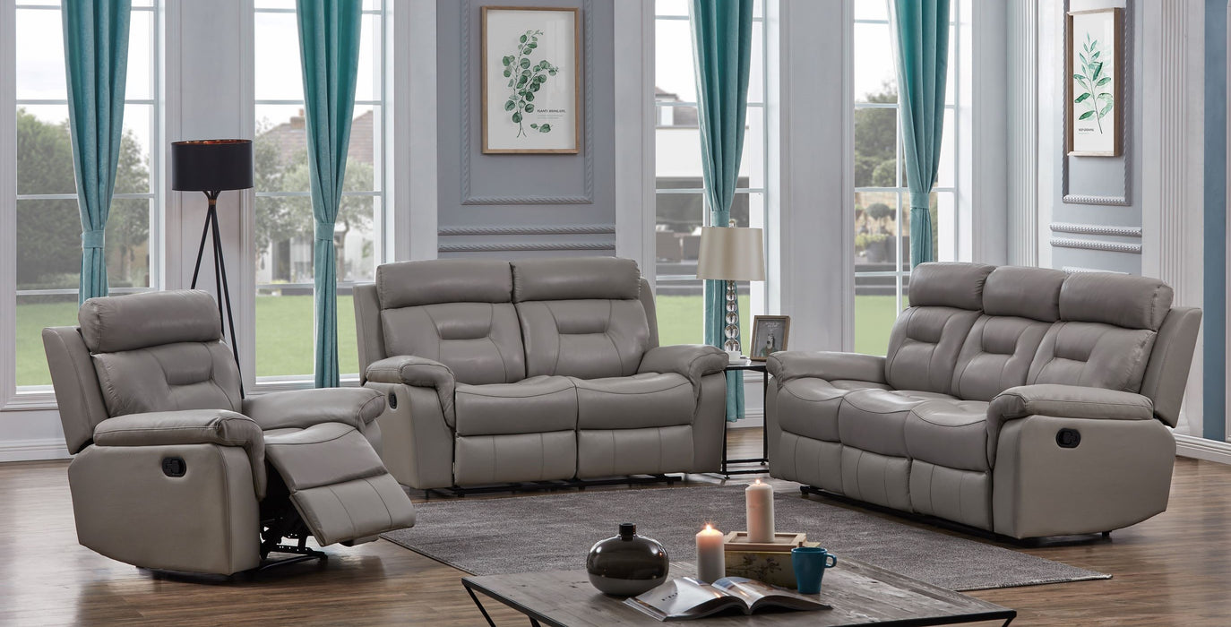 Marvel Recliner Set - Genuine Leather - Taupe/Browm - Decor Furniture & Mattress