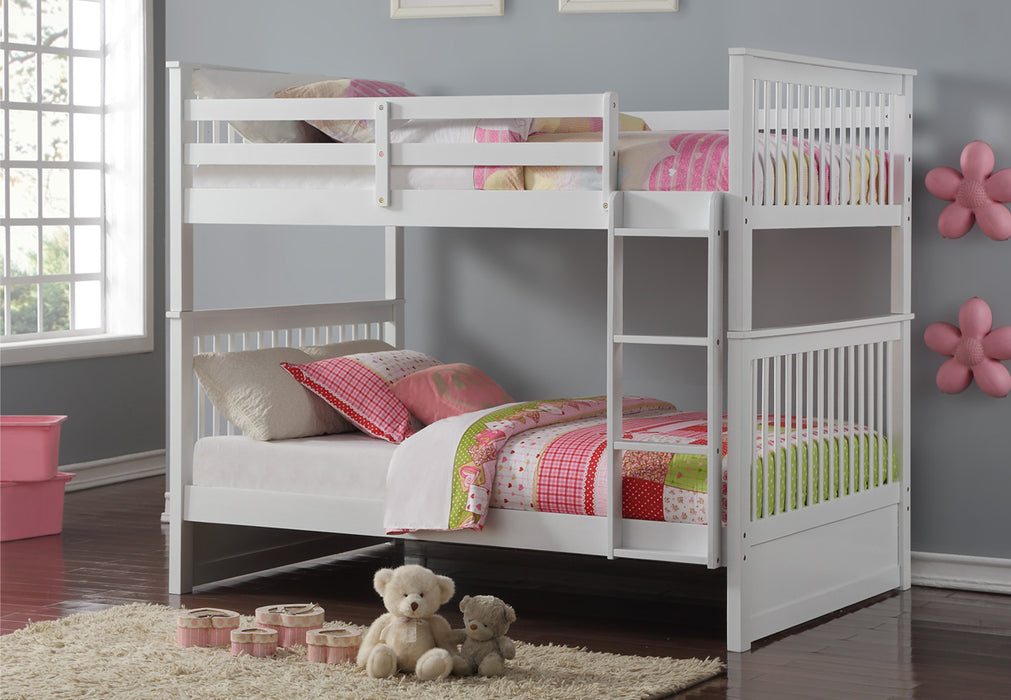 Full/full white bunk bed