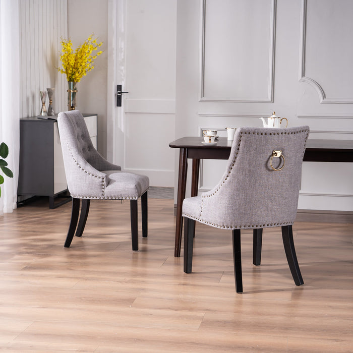 Maya Dining Chair (Set of 2) - Medium Grey Fabric - Decor Furniture & Mattress