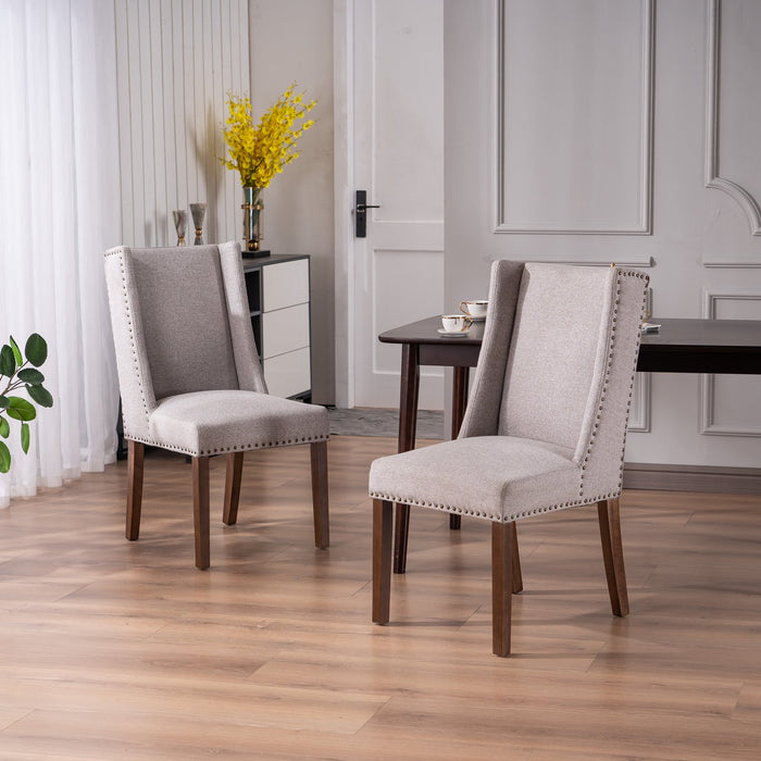 Wing Dining Chairs (Set of 2) - Beige - Decor Furniture & Mattress