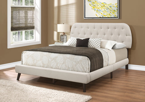 Tango Fabric Bed Frame - Queen - Beige/Grey - Decor Furniture & Mattress