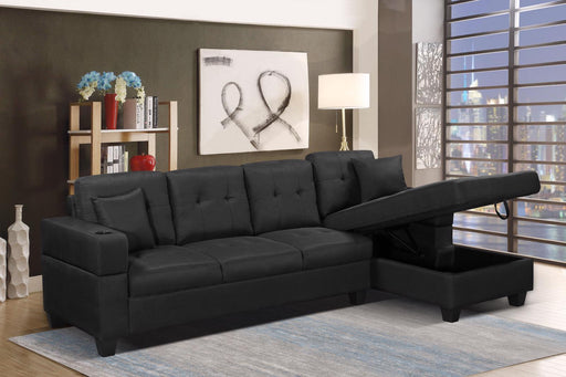 Bam RHF/LHF Sectional with Storage - Black - Decor Furniture & Mattress