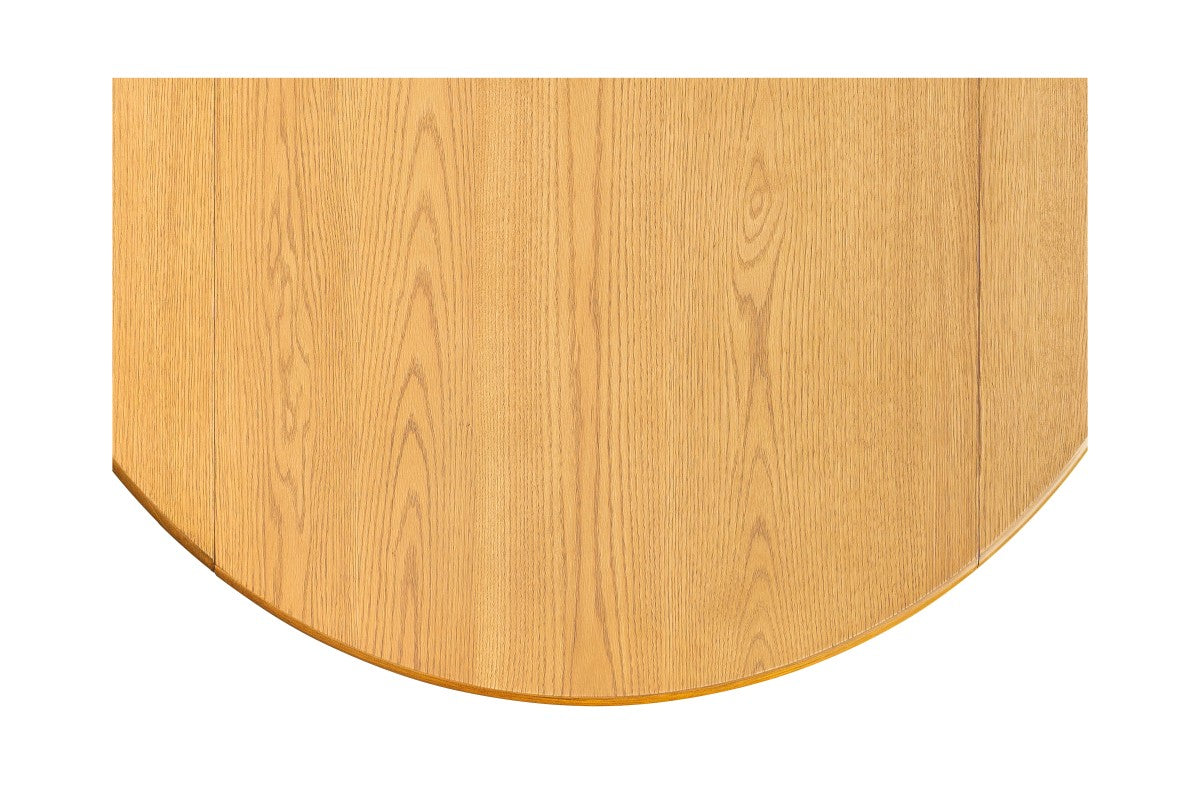 5-piece round drop-leaf dining set in natural wood