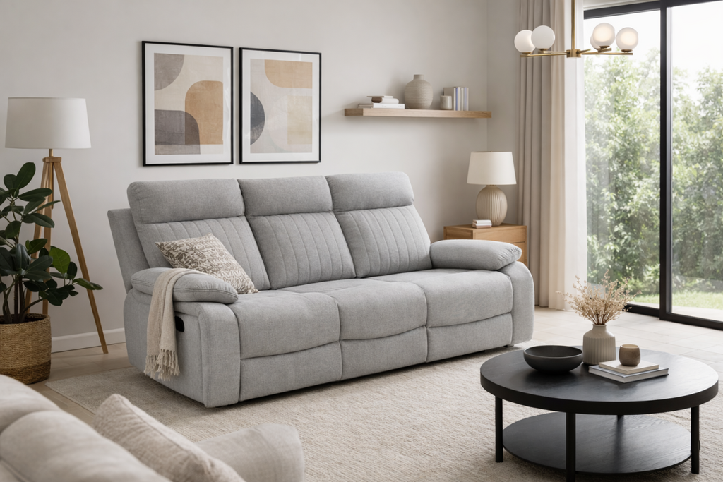 Elyse reclining sofa in stone