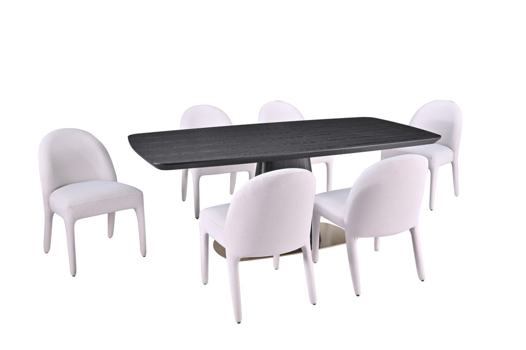 Ryaan 7-piece dining set in black and beige