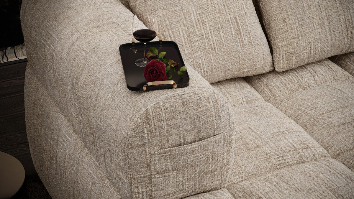 Low-profile sectional sofa in a box in taupe