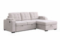 Lennox Sectional Sleeper with Storage & USB - Beige