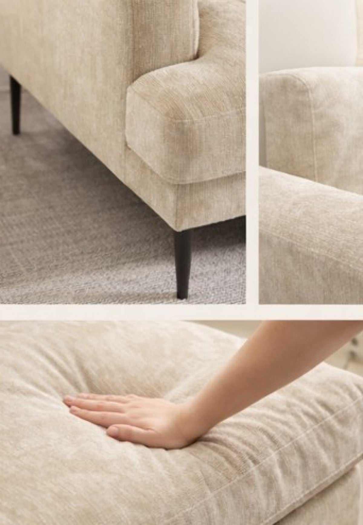 Contemporary 3-Seater Sofa - Beige