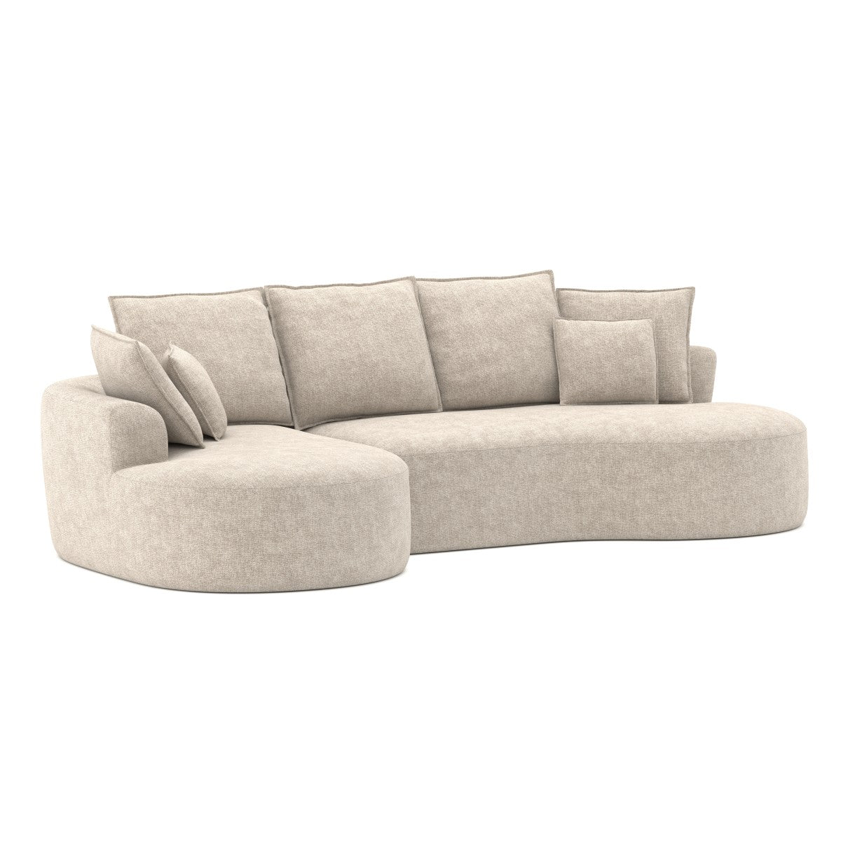 Curved sectional sofa in a box in beige