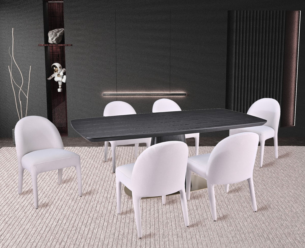 Ryaan 7-piece dining set in black and beige
