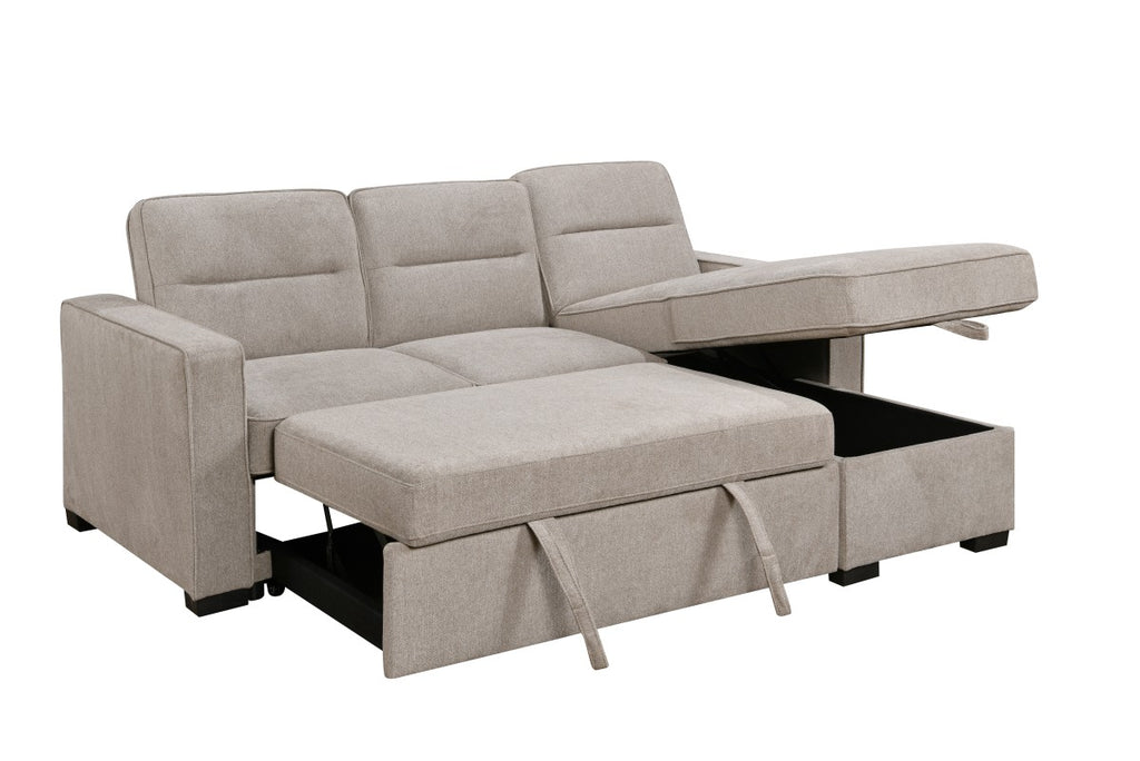Reversible Sectional Sleeper with Storage - Taupe