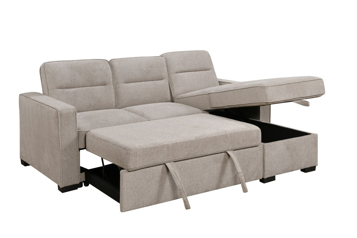 Reversible Sectional Sleeper with Storage - Taupe