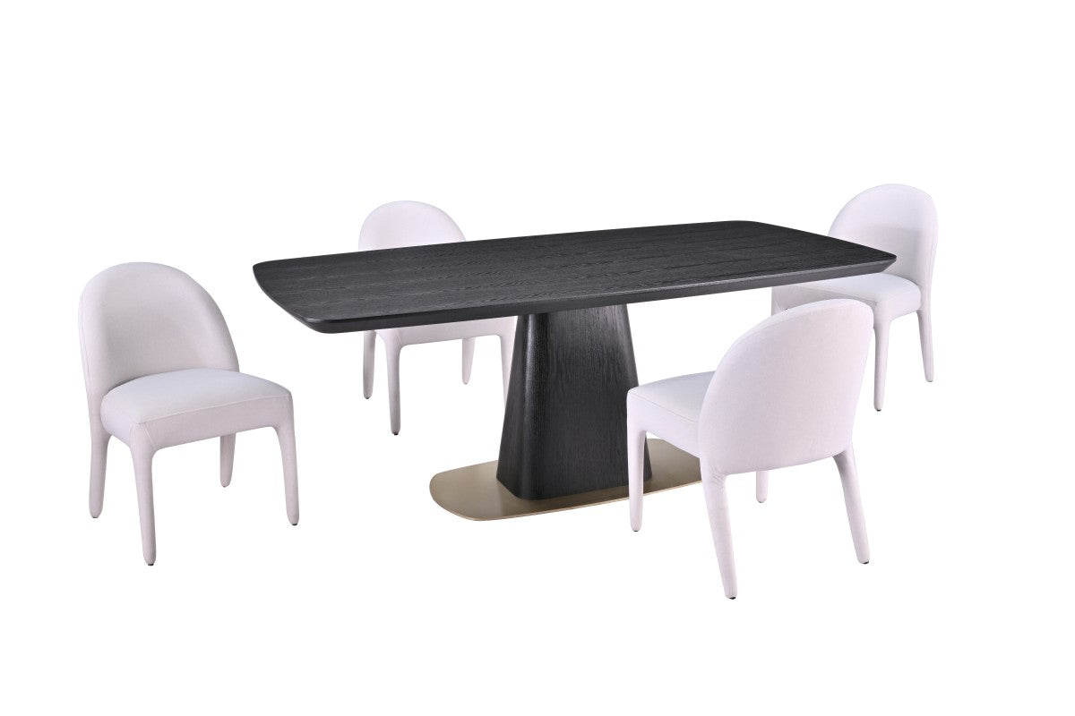 Ryaan 5-piece dining set in black and beige