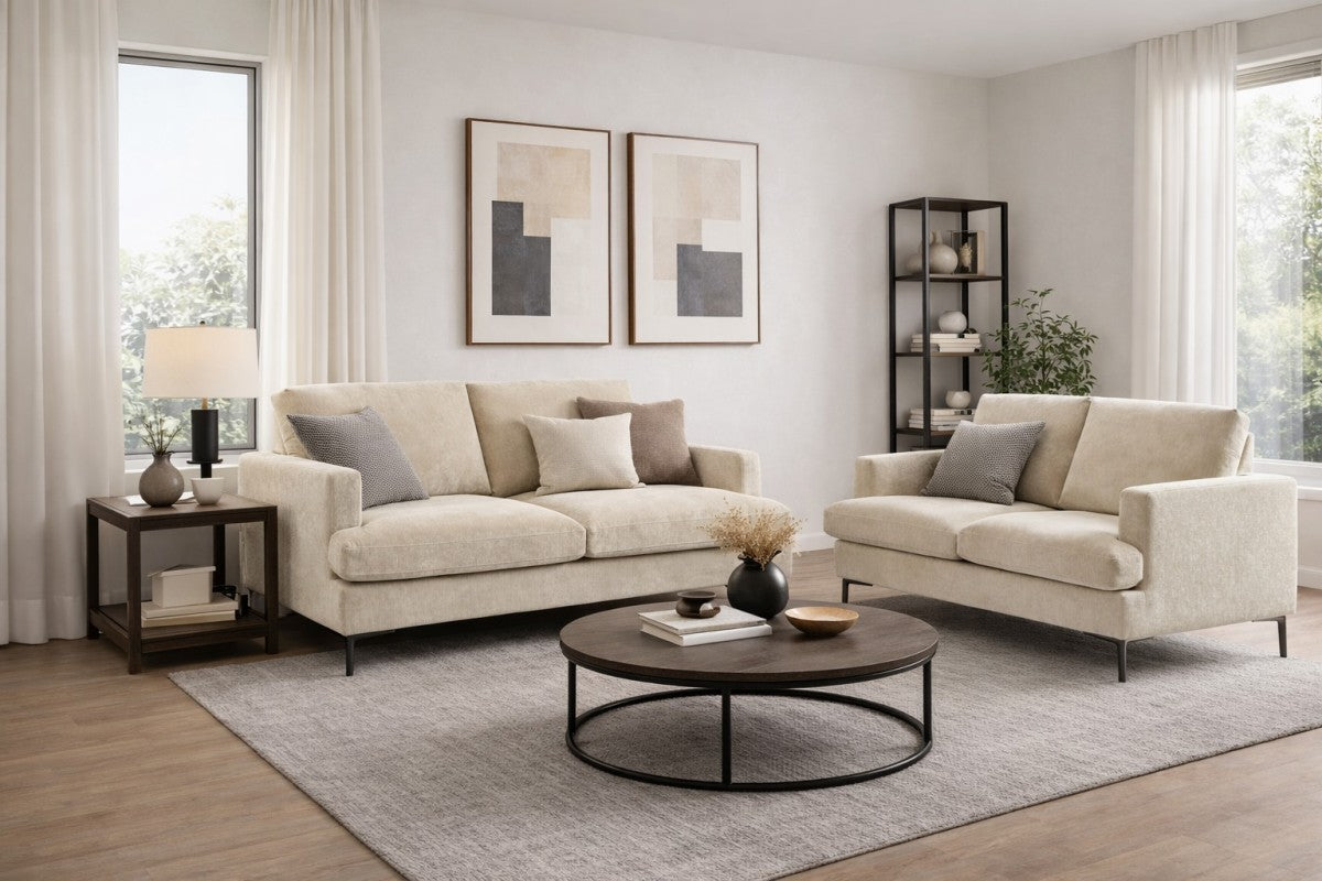 Contemporary 3-Seater Sofa - Beige