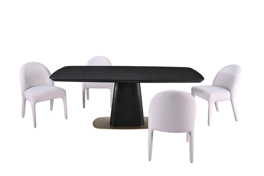 Ryaan 5-piece dining set in black and beige