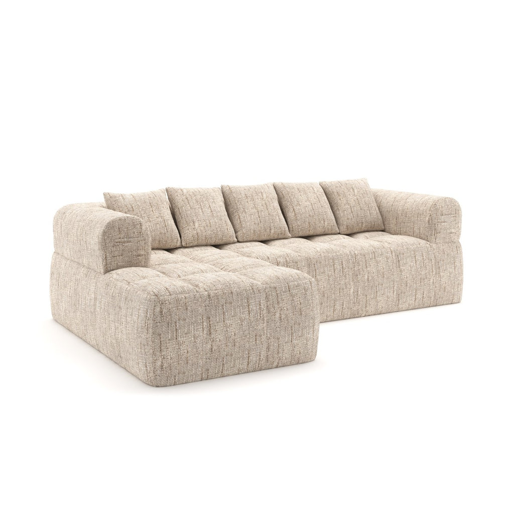 Low-profile sectional sofa in a box in taupe