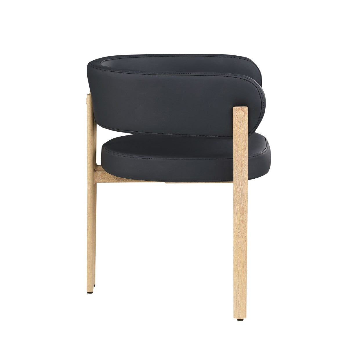 Curved-back dining chairs in black and oak