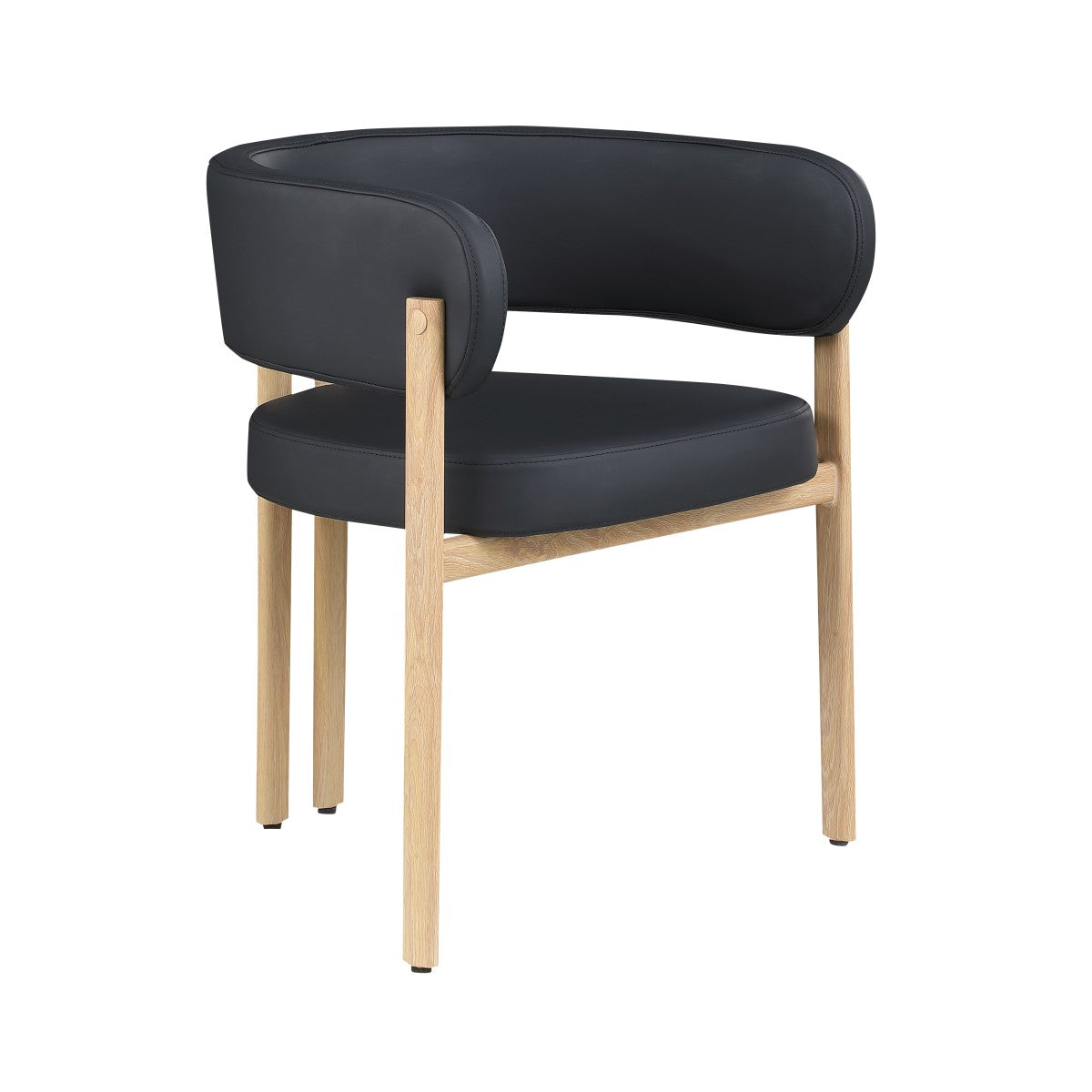 Curved-back dining chairs in black and oak