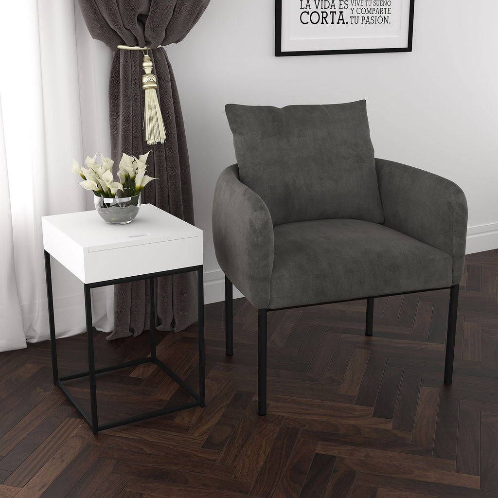 Petrie Accent Chair - Mustard/Charcoal - Decor Furniture & Mattress