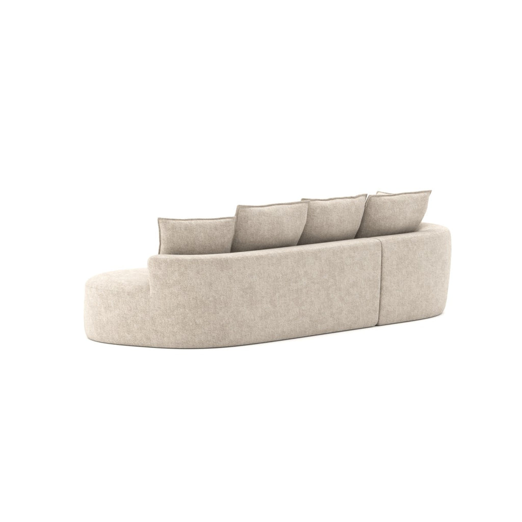 Curved sectional sofa in a box in beige