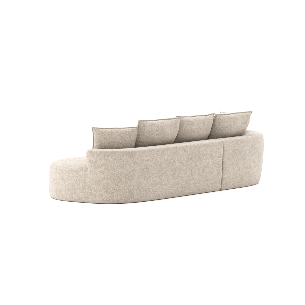 Curved sectional sofa in a box in beige