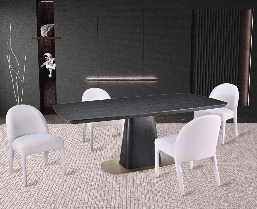 Ryaan 5-piece dining set in black and beige