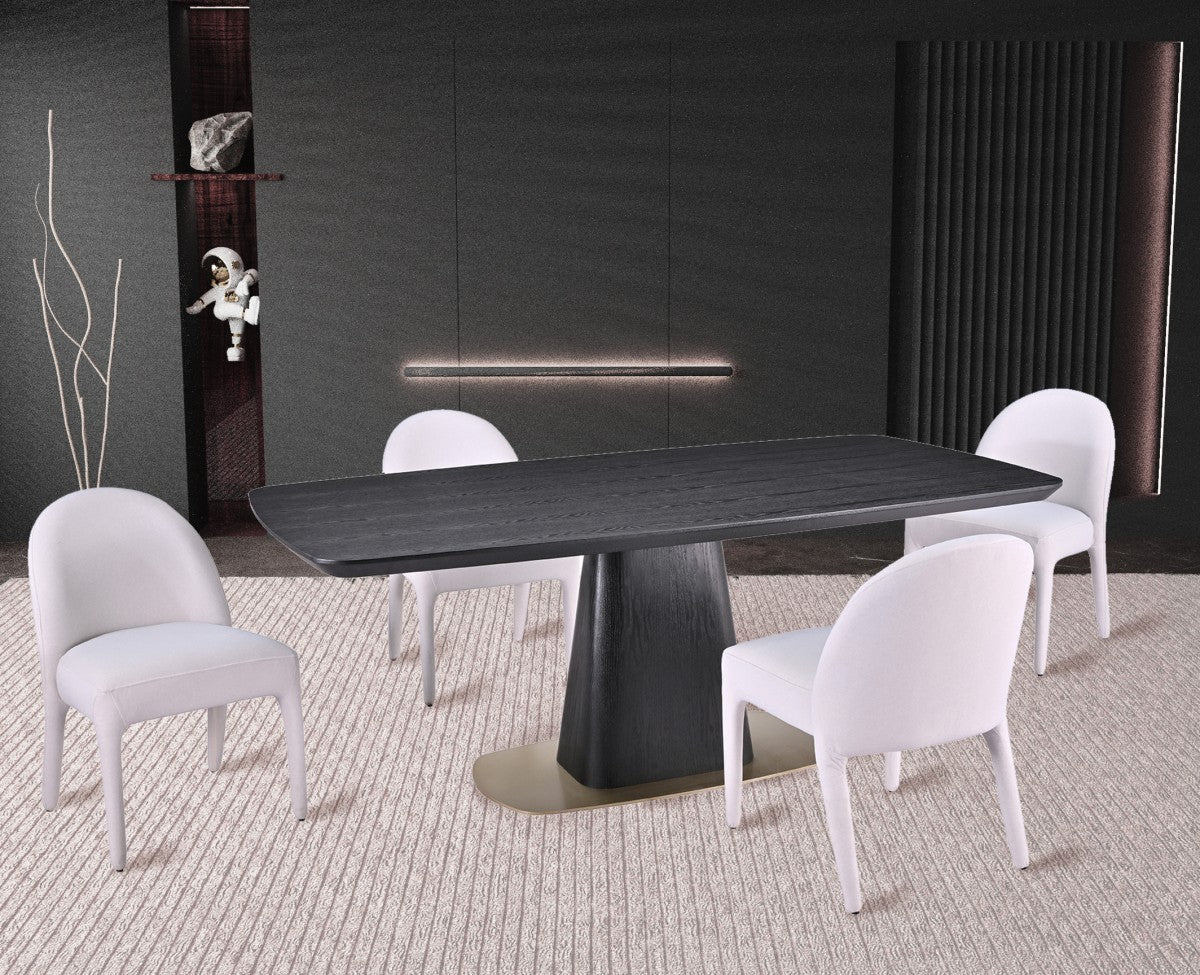 Ryaan 5-piece dining set in black and beige