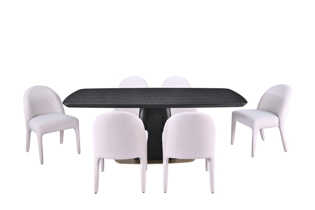 Ryaan 7-piece dining set in black and beige