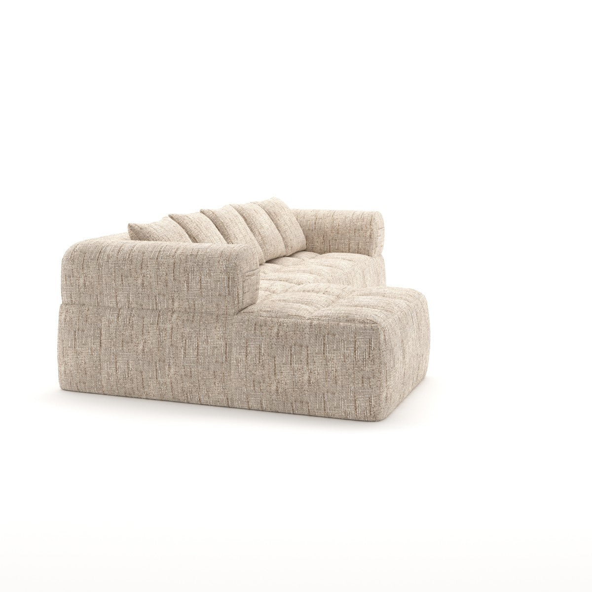 Low-profile sectional sofa in a box in taupe