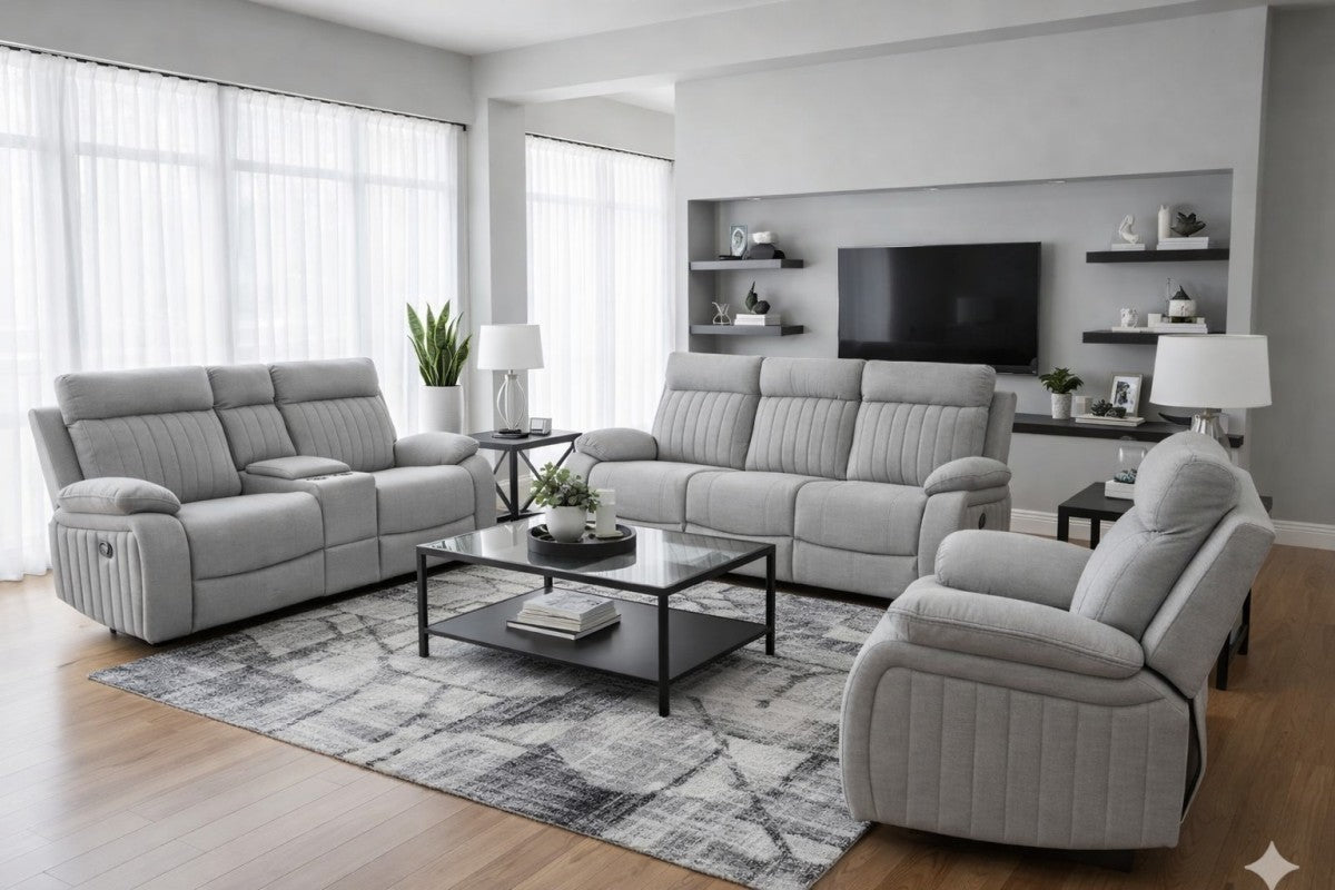 Elyse reclining sofa in stone