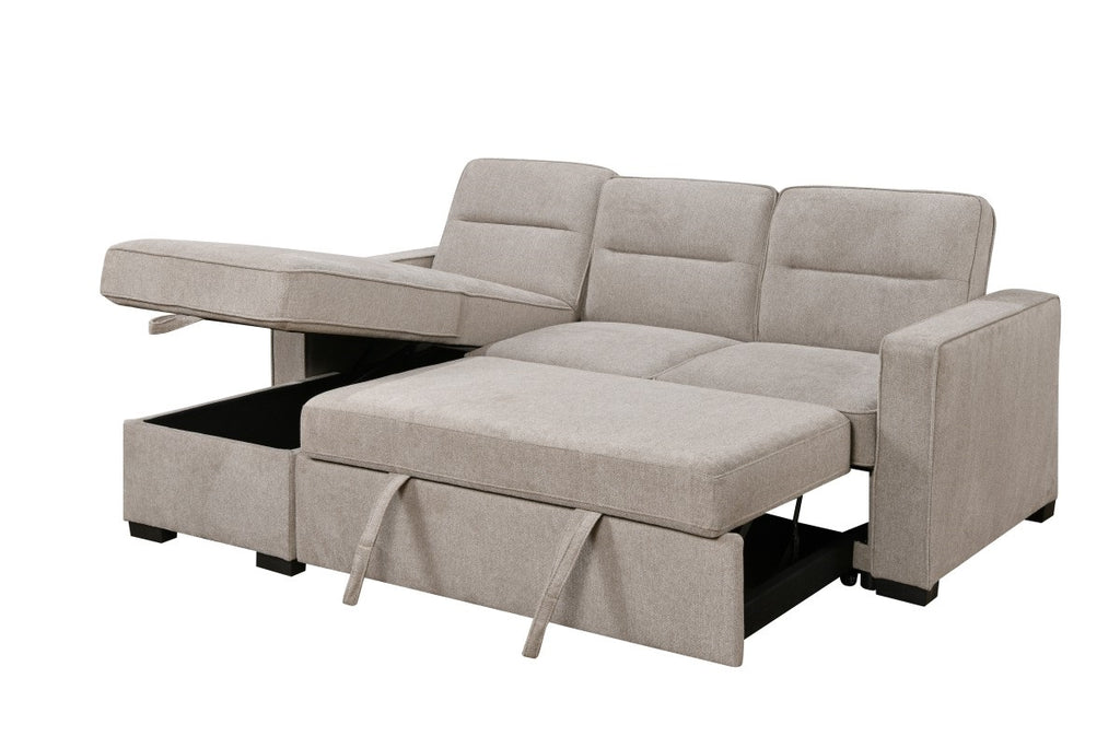 Reversible Sectional Sleeper with Storage - Taupe