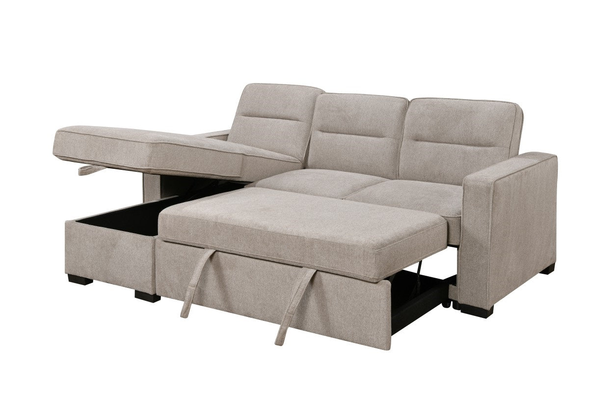 Reversible Sectional Sleeper with Storage - Taupe