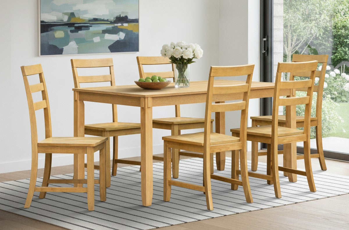 7-Piece Solid Wood Dining Set - Natural