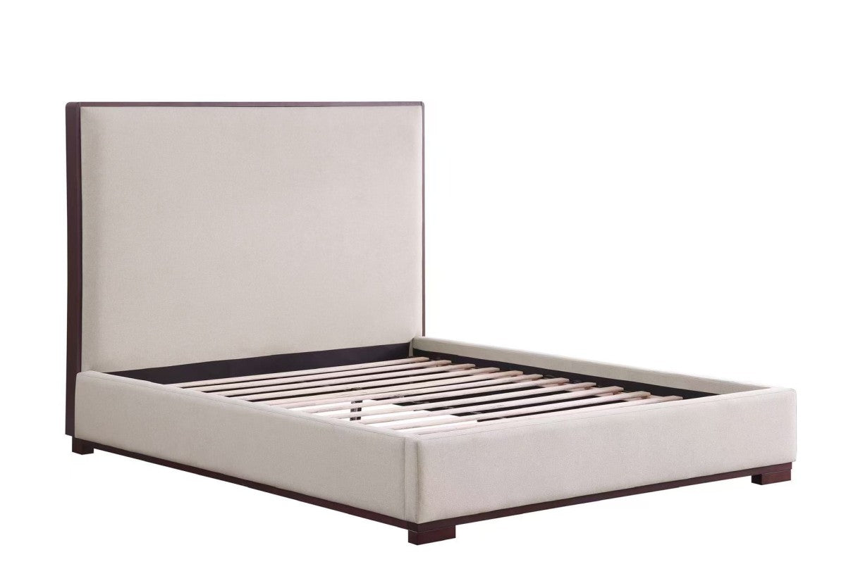 Modern Upholstered Platform Bed - Beige