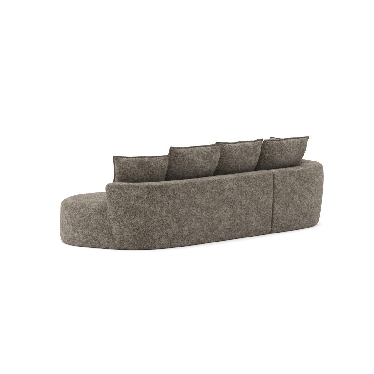 Curved sectional sofa in a box in brown
