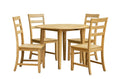 5-piece round drop-leaf dining set in natural wood