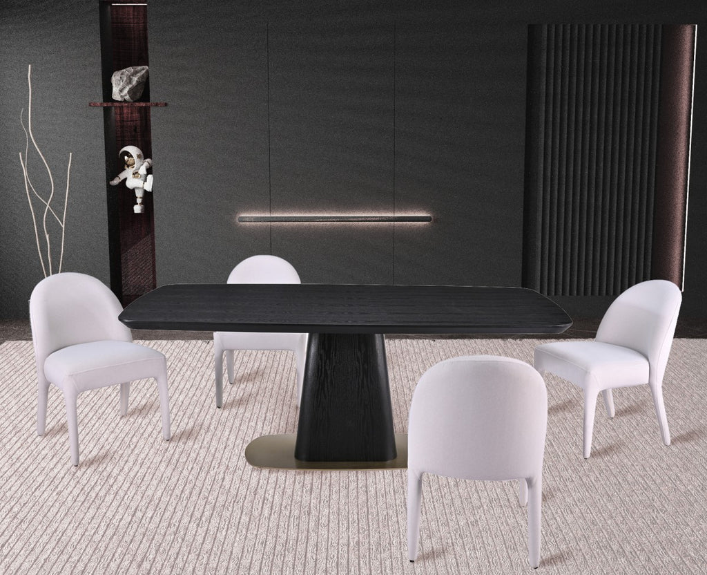 Ryaan 5-piece dining set in black and beige