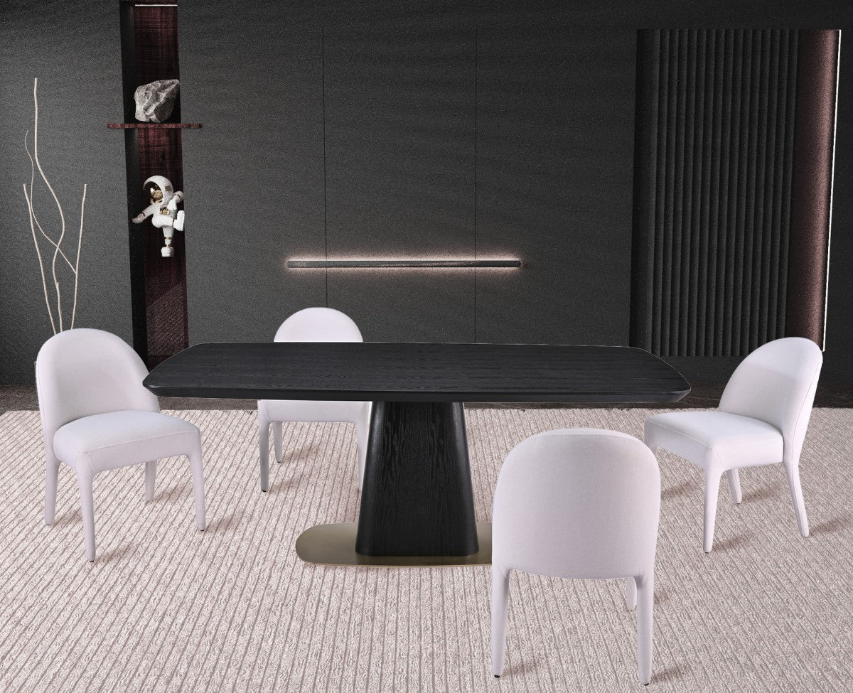 Ryaan 5-piece dining set in black and beige