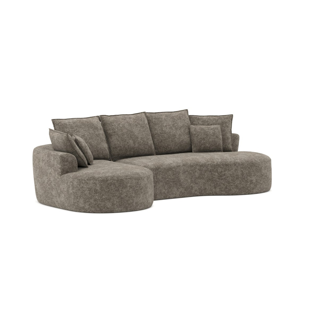 Curved sectional sofa in a box in brown