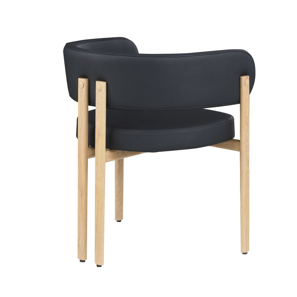 Curved-back dining chairs in black and oak