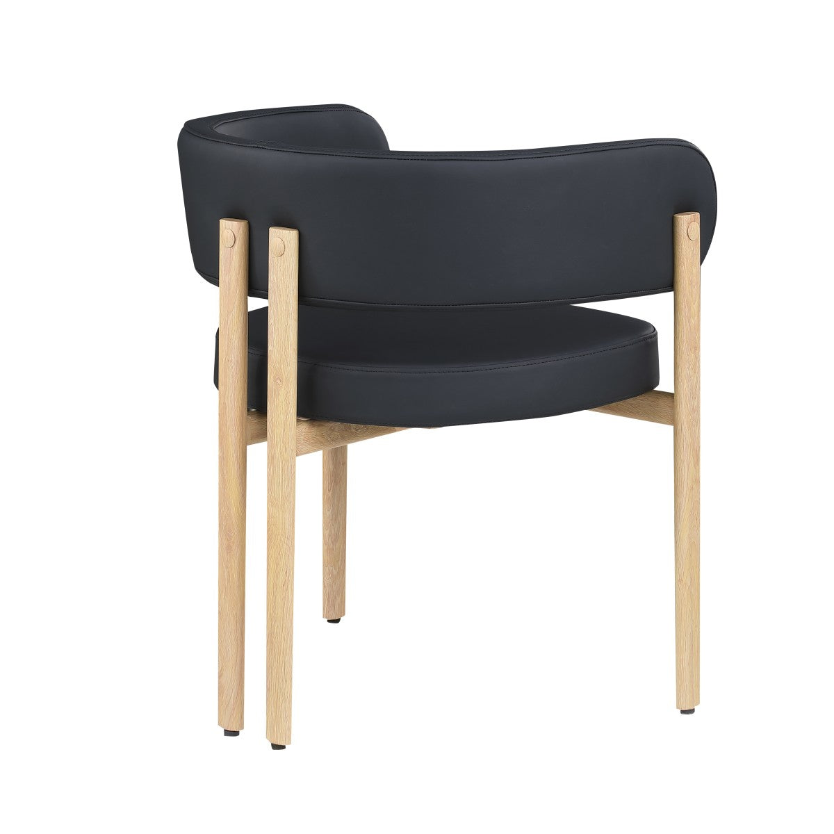 Curved-back dining chairs in black and oak