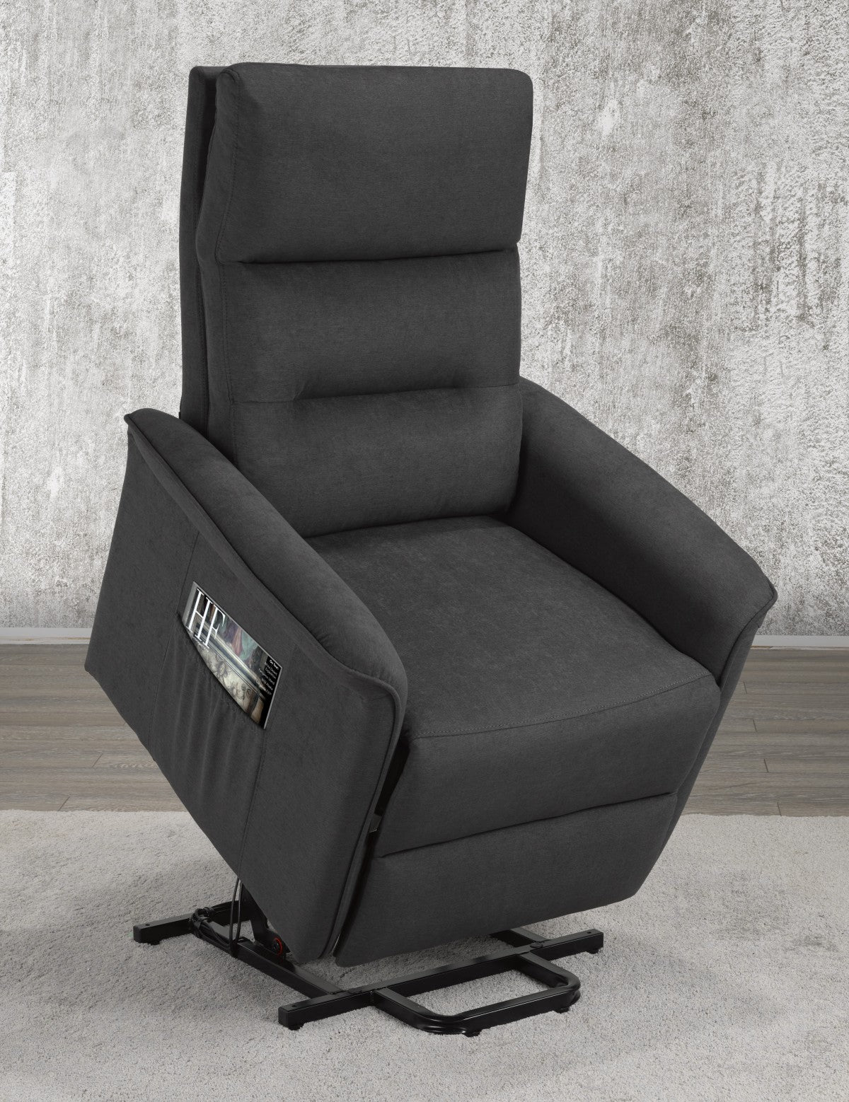 Power lift recliner chair model 8106 in dark grey