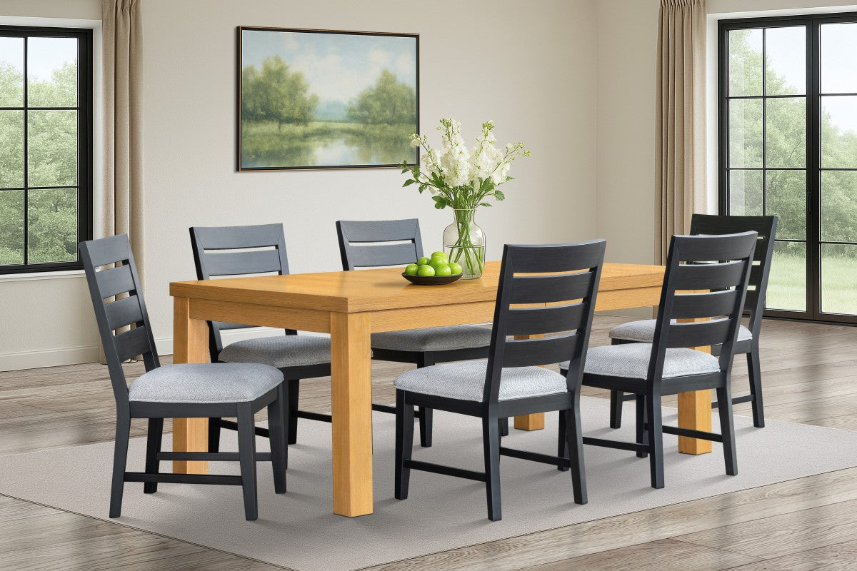 Ottilie 7-Piece Extendable Dining Set - Oak & Black