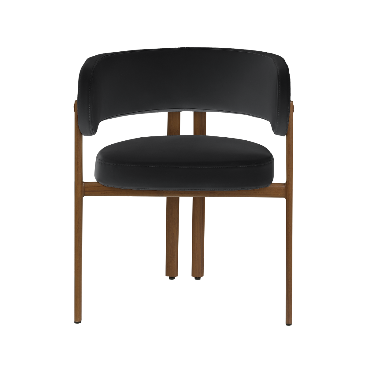 Curved-back dining chairs in black and walnut