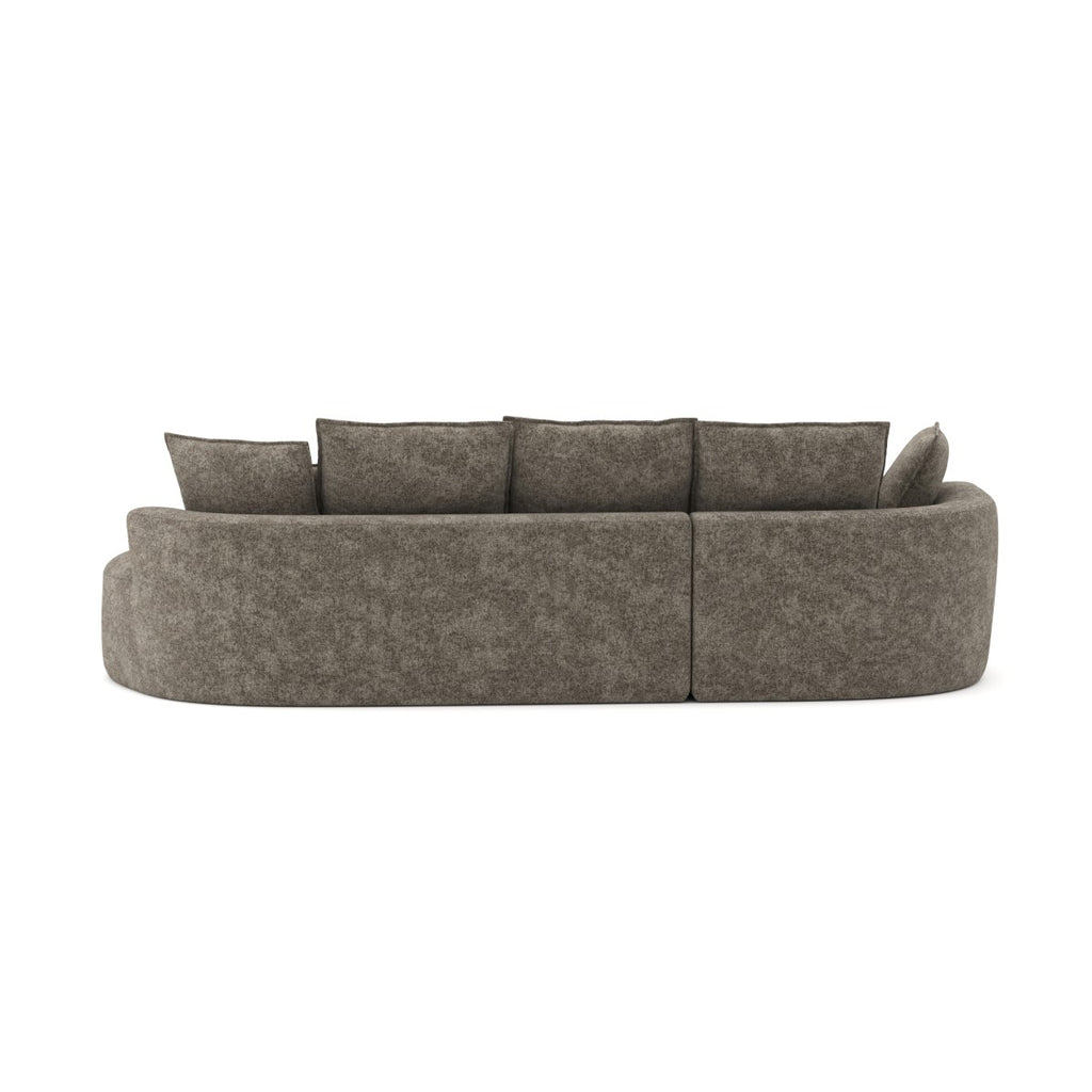 Curved sectional sofa in a box in brown