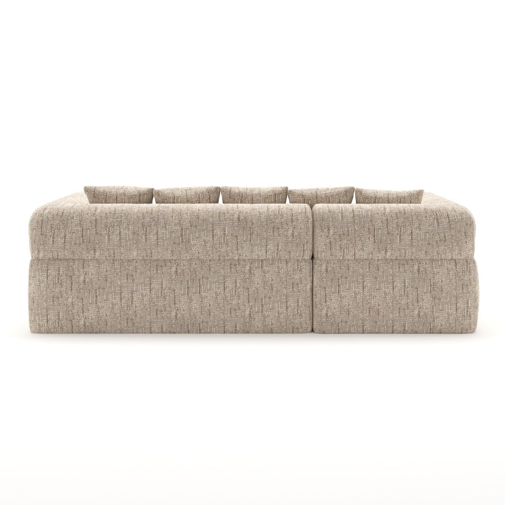 Low-profile sectional sofa in a box in taupe