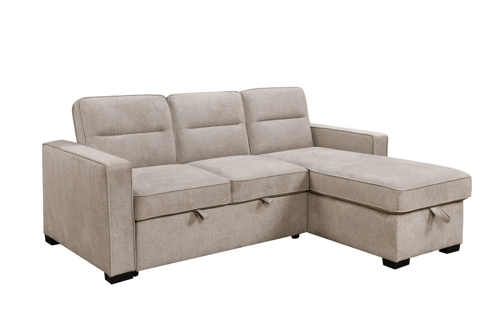 Reversible Sectional Sleeper with Storage - Taupe